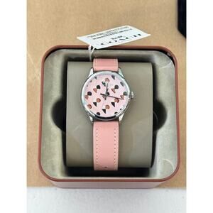 Coach W1546 14502983 Women's Checker Heart Blush Pink Leather Strap Watch